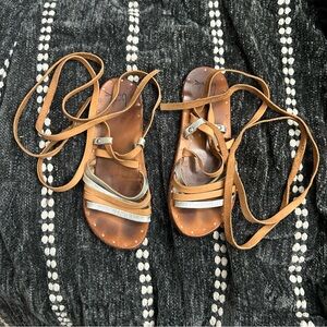 Beek Brown and Silver Strappy Sandals Sz 7